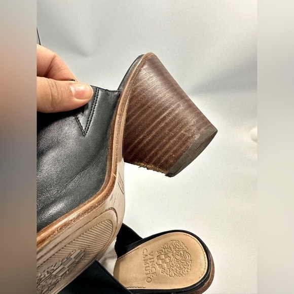 Vince Camuto Dormina black leather peep toe mules size 10 - Picture 9 of 11